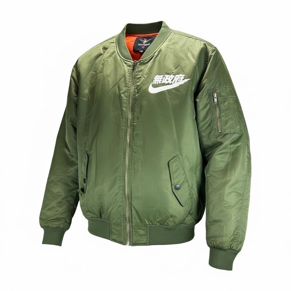ASSTseries MA-1 Bomber Jacket Men’s 3XL Olive Green Japanese Streetwear Anarchy